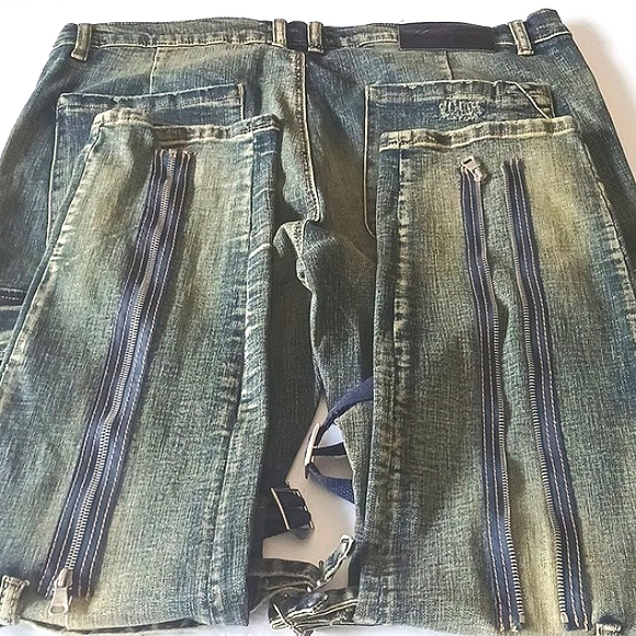NWT Valabasas Uniquely Designed Distressed Acid Wash Blue Jeans Size 40 - Picture 7 of 16